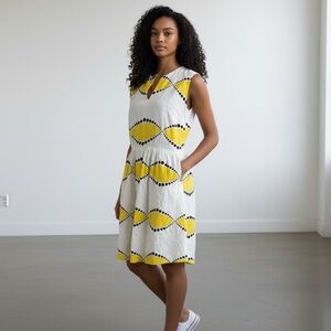 Cynthia Rowley White and Yellow Midi Dress